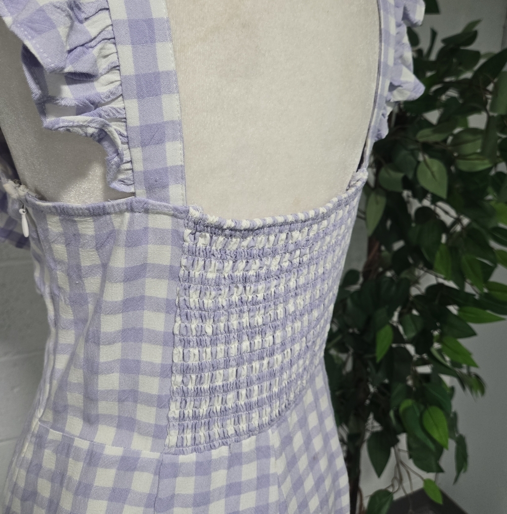 Urban Outfitters Emerson Gingham Ruffle Wide Leg Jumpsuit Fairy Garden Party XL - Picture 8 of 10